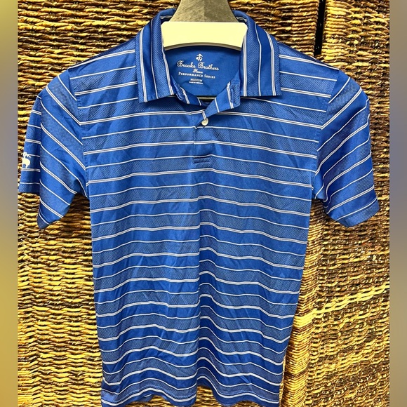 Brooks Brothers Blue and White Polo Shirt with‎ Stripes- Youth size: Medium - Picture 1 of 6